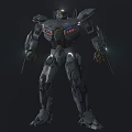 Futuristic Metallic Robot Doll With Glowing Red Eyes And Mechanical Armor
