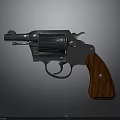 High Quality Vintage Revolver With Shiny Metallic Body And Detailed Wooden Grip Design