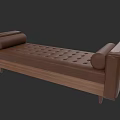 Brown Leather Tufted Sofa With Roll Arm And Wooden Frame Coffee Table Set