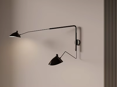 Black Modern Wall Lamp With Adjustable Arms And Two Light Heads For Home Decor 3d model
