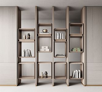 Modern Bookshelf Bookcase Decorative Cabinet Antique Rack Combination 3d model