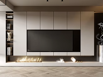 Modern TV background wall 3d model