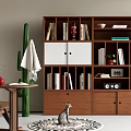 Modern Middle Ancient Bookcase Finished Bookcase Bookshelf Cactus Combination Bookcase Casual Table and Chair 3d model
