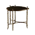 Elegant Round Top Corner Table With Black Surface Golden Twisted Legs And Decorative Knobs 3d model