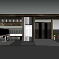 Modern Commercial Storefront Design With Metal Structure Glass Doors Wooden Accents And Entrance Area