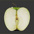 Fresh Green Apple Sliced in Half with Seeds and Water Drops