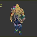 Tattooed Bearded Man With Bald Head Decorative Armor Fur Trimmed Pants And Circular Belt Buckle
