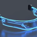 Futuristic Decorative Ornament Set With Neon Blue Glow And Curved Design Elements