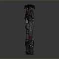 Futuristic Sci Fi Character Armor Outfit With Mechanical Arm And Biomechanical Details Front Back Views 3d model