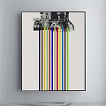 Modern Art Print With Black White Polka Dots And Gray Red Accents
