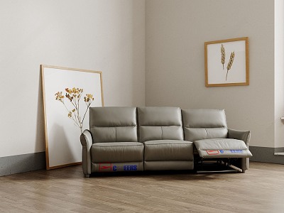 Simple leather multi-function three-seat sofa model