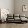 Simple leather multi-function three-seat sofa 3d model