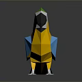 Low Poly Parrot with Blue Yellow Green and White Feathers in 3D Geometric Design