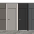 Four Modern Hinged Doors In Various Colors With Wooden Texture And Metal Handles