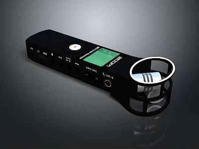 Black ZOOM Digital Voice Recorder With LCD Display Control Buttons And Microphone 3d model