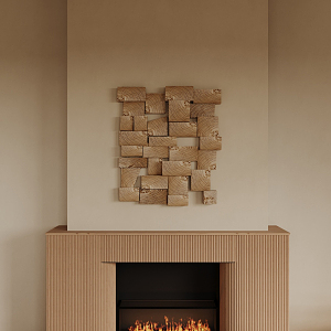 Silent Fireplace Wooden Fireplace Combination 3d model