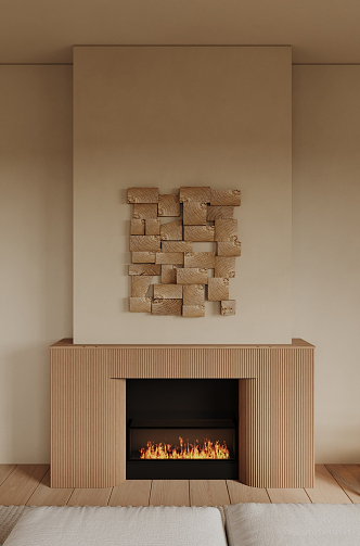 Silent Fireplace Wooden Fireplace Combination 3d model