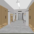Dormitory Living Space With Wooden Lockers Bunk Beds And Shiny Tile Floor Corridor