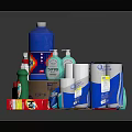Essential Bathroom Accessories With Cleaning Products Tissue Rolls Spray Bottles and Bleach for Daily Use