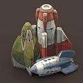 Detailed Colorful Spaceship Models With Different Designs And Various Colors For Space Toys