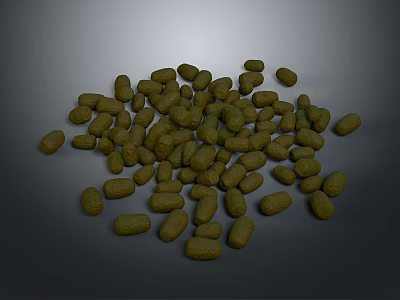Green Granular Pet Food Pile On Dark Background For Healthy Diet 3d model