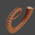 Realistic 3D Octopus Tentacle Model With Detailed Suckers And Brown Texture 3d model