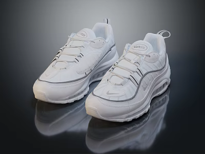 White Casual Sneakers With Air Cushion Comfortable Stylish Design Shoes 3d model