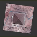 Pink Pyramid Artistic Model With Blue River Canals And Platform Base