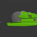 Green Futuristic Water Vehicle With Transparent Cabin And Side Propulsion Components