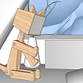 Unique Wooden Table Lamp with Creative Design on Wooden Desk Beside Books and Green Plant
