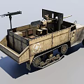 Military Tracked Armored Vehicle Mounted Machine Gun With Vintage Sand Colored Exterior