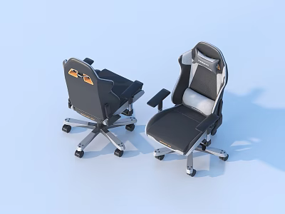 Modern Ergonomic Gaming Chair With Black Gray Design Adjustable Armrest And Wheels 3d model