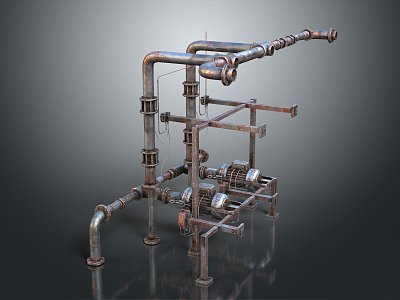 modern water pipe valve iron pipe 3d model