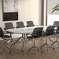 Modern Conference Room With Round Table Metal Frame Chairs And Wooden Floor