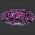Blue Circular Futuristic Tech Platform With Central Pattern And Ring Structure