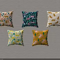 Colorful Decorative Throw Pillows With Assorted Animal Prints On Light Background 3d model