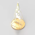 Golden Metal Frame Christmas Tree Decoration With White Round Ornaments And Logo Base 3d model