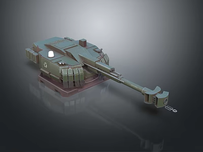 3D Rendered Military Tank With Green Camouflage Long Cannon And Dark Background 3d model
