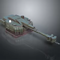 3D Rendered Military Tank With Green Camouflage Long Cannon And Dark Background