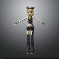 Stylish Anime Character With Blonde Hair Black Bow Black Vest And Yellow Accent Long Boots