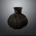 Ancient Bronze Vase With Rounded Body Curved Handle And Textured Surface 3d model