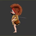 Cute Cartoon Character With Red Fluffy Hair And Flower Accessory Holding Basket Of Colorful Balls
