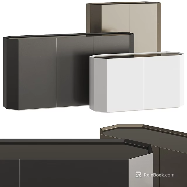 Modern Black And White Entryway Console Table And Side Cabinet With Sleek Design 3d model 