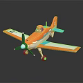 Cartoon Passenger Plane with Orange Body Blue Wing Accents and Friendly Face