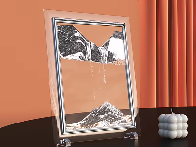 Decorative Ornament Set With Transparent Frame Sand Flowing Mountain And White Multi Layered Decor 3d model