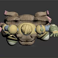 Brown Mouse Character In Golden Metallic Mechanical Armor With Crown And Waving Hand
