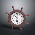 Vintage Ship Wheel Clock With Classic White Dial And Wooden Frame Design