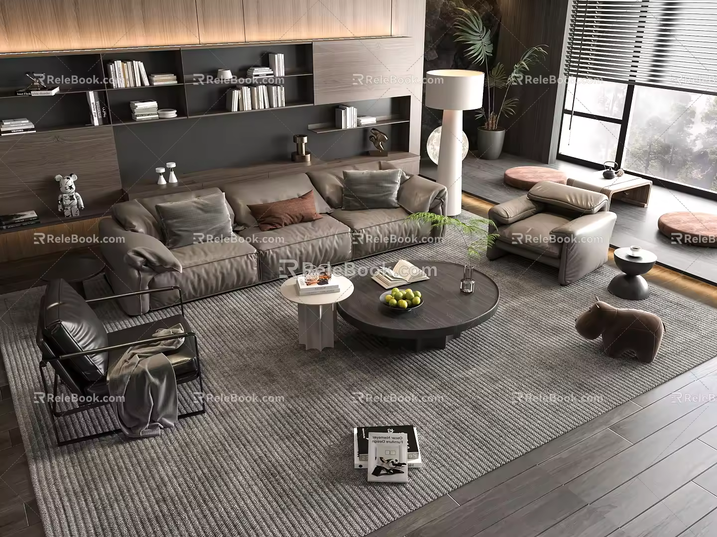 Sofa Coffee Table Combination Sofa Coffee Table Three-Seater Sofa Living Room 3d model