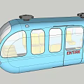 Modern Blue Electric Tram with Transparent Windows Interior Seats and Exit Sign