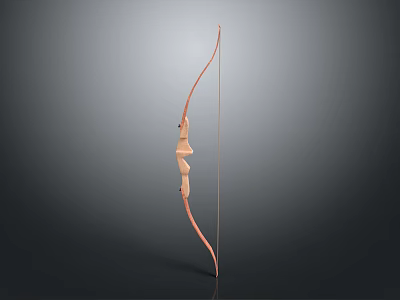Brown Wooden Bow With Black String And Simple Design On Gray Background 3d model